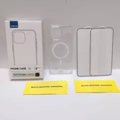 iPhone15ProMax ケース 透明 クリア ガラスフィルム2枚