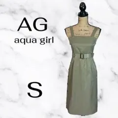 美品✨【aquagirl】トレンチコート風キャミワンピース　サテン　光沢　Sのサムネイル