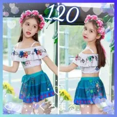 青 緑 フラワー 蝶 ビキニ 水着 120 新品未使用 グリーン セパレート