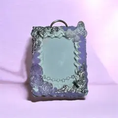 ホイップデコ　紫×白　カードケース　キーホルダー