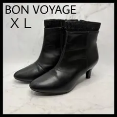 BON VOYAGE ショートブーツ ビジュー 23.5 ブラック 太ヒール
