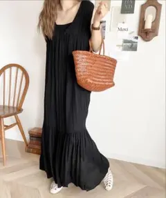 【mily bilet】さらりと旬顔、ワッシャーシアー素材マキシワンピース