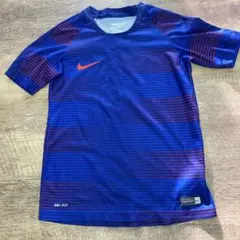 Nike DRI-FIT Sサイズ (ジュニアサイズ)青赤ストライプ Tシャツ