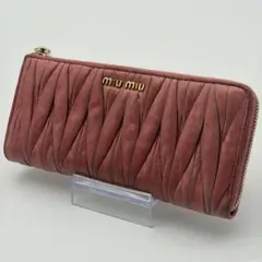 最終値引き!! 美品✨️ MIUMIU 三つ折り財布 フリル レザー レッド
