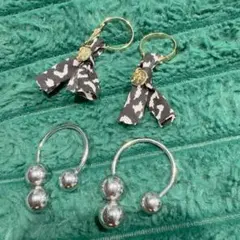 美品！SHEINシルバー ボール リボン ピアス2点セット　　ZARA