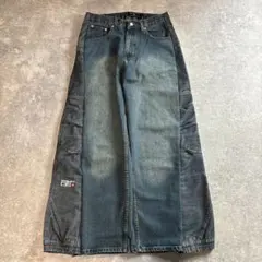 リメイクデニム ワイドパンツ 切替 コーデュロイ カーゴ 古着 vol.215