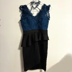 Belsia ティールとブラックのナイトドレス Lサイズ