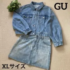 GUジーユーデニムジャケット デニムミニスカートセット　ライトブルーX Lサイズ
