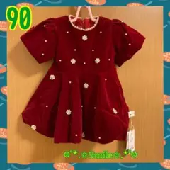 ワンピース ベルベット ビーズ フォーマル パフスリーブ