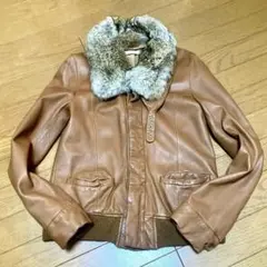 SUPP ☆ ファー付きジャケットレザー☆本革 キャメル　サップ