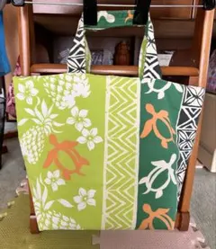 ハンドメイドハワイアン柄トートバッグ 大きめ