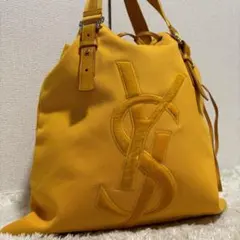 極美品✨イヴサンローラン　カサンドラロゴ　トートバッグ　キャンバス　イエロー