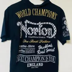 美品 ノートン Norton ポロシャツ ブラック 金色 刺繍 ストレッチのサムネイル