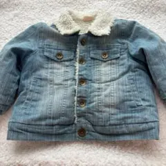petit main デニムジャケット ボア裏地付き 淡い青