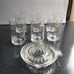 ガラス製コップ6個とジュース絞り器セット