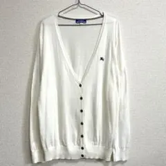 【美品】BURBERRY BLUE LABEL ロゴ コットンカーディガン 白