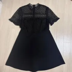 ZARA 레이스 전환 원피스 블랙 L