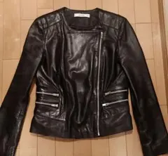 羊革レザーノーカラージャケット MANGO 美品