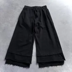 希少 LIMI feu ヨウジヤマモト ワイドパンツ S フリンジ 黒 コットン