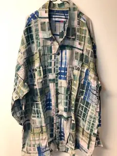 古着 総柄 シャツ 水彩画