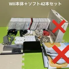 Wii本体＋ソフト41本、コントローラー、マイク他＊PE