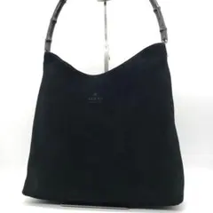 【美品】GUCCI ワンショルダーバッグ バンブー スエード ブラック 肩掛け