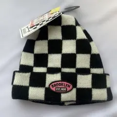 【新品タグ付き】ニット帽 ビーニー キッズサイズ チェッカー柄