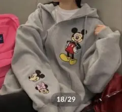 RIRU SELECT mickey＆minnie zip hoodie グレー