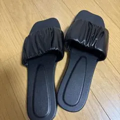 ブラックフラットサンダル 24cm