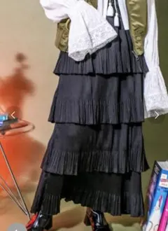 ROSE BUD プリーツフリルロングスカート