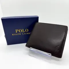 美品　ポロラルフローレン　二つ折り財布　レザー　ブラウン