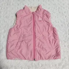 ミキハウス　MIKIHOUSE　中綿ダウンベスト　リバーシブル　刺繍　100