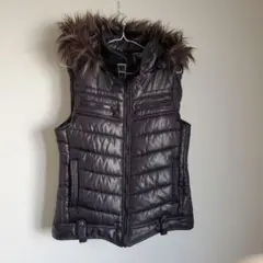 y2k 00s 中綿 ファーベスト 黒 お兄系　平成　ギャル男　光沢　Mサイズ