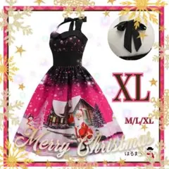 サンタ コスプレ ワンピース XL イベント 衣装 レディース ネックリボン