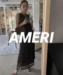 AMERI MEDI SHINE STRIPE LACE SKIRT ブラウンのサムネイル