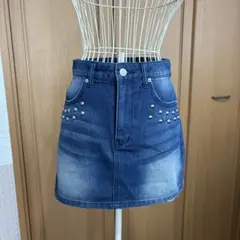 スタッズ デニム ミニ スカート