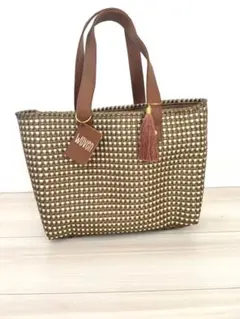 新品未使用 WOVEN メルカドバッグ カゴバッグA4 レザーハンドル ブラウン