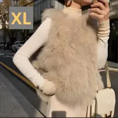 【XLサイズ 】フェイクファー ベスト　レディース ジレ 韓国 お出かけ　暖か