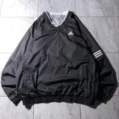 00s〜 adidas 2way プルオーバー ナイロン ピステ 黒 Y2K