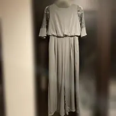 グレー レース袖 ジャンプスーツ