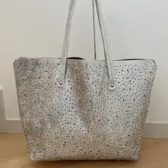 美品】Klipperトートバッグ シルバー メタリック A4収納可 チャーム付 