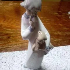 リヤドロNAO陶器製 少女と子犬（わたしの可愛いこ） フィギュリン 置物