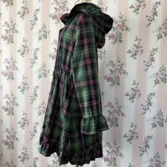 【Ot t O】　コート　フリルフード　薄手　ライナー取外可能　チェック