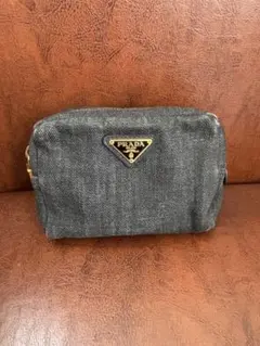 PRADA デニム ポーチ トライアングルロゴ | Mercari
