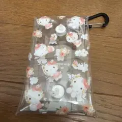 ハローキティ 花柄ポーチ カラビナ付き