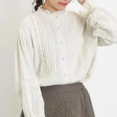 サマンサモスモス フリルスタンドカラーレースブラウス