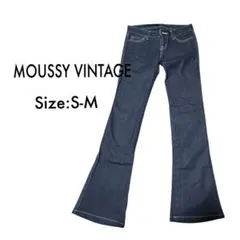moussy マウジー フレア デニムパンツ 25 インディゴ 白ステッチ日本製