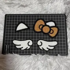 うちわデコ デコうちわ デコパーツ デコストーン　猫耳　リボン　羽　オレンジ