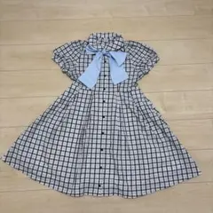 美品　メゾピアノ　チェック柄　シャツワンピース　150