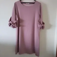 ピンク Mサイズ バルーンスリーブ ワンピース